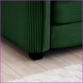 thumbnail image 4 of 3-Seater L-Shaped Sectional Sofa with Matching Footrest – Green Corduroy | Cushion Back | Flared Arms | Living Room Retro-Modern Comfort, 4 of 14