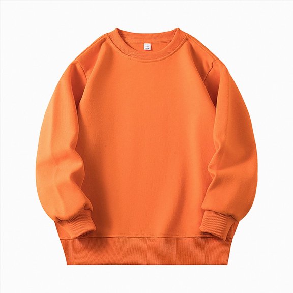 WUANDIXFA Toddler Boys Cotton Crewneck Sweatshirt 2-11 Years Baby Solid Long Sleeve Pullover Tops,Orange,2-3 Years