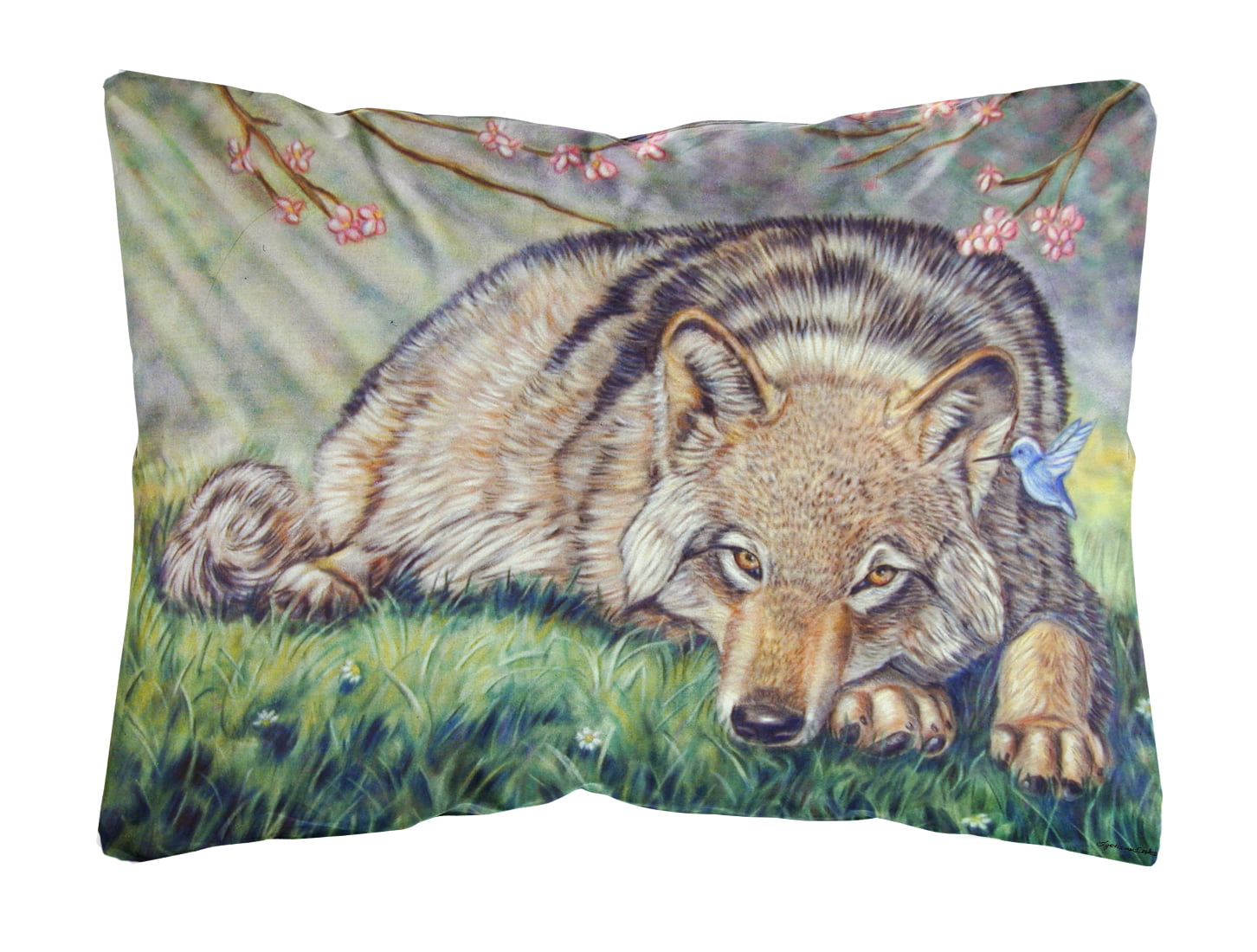 painting Cushion Cover  45cm dreamcatcher wolf family drawring