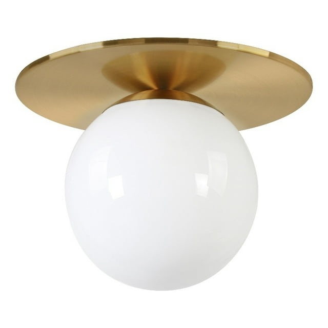 Henn&Hart 12"W Metal Semi Flush Mount Light in Brushed Brass Finish
