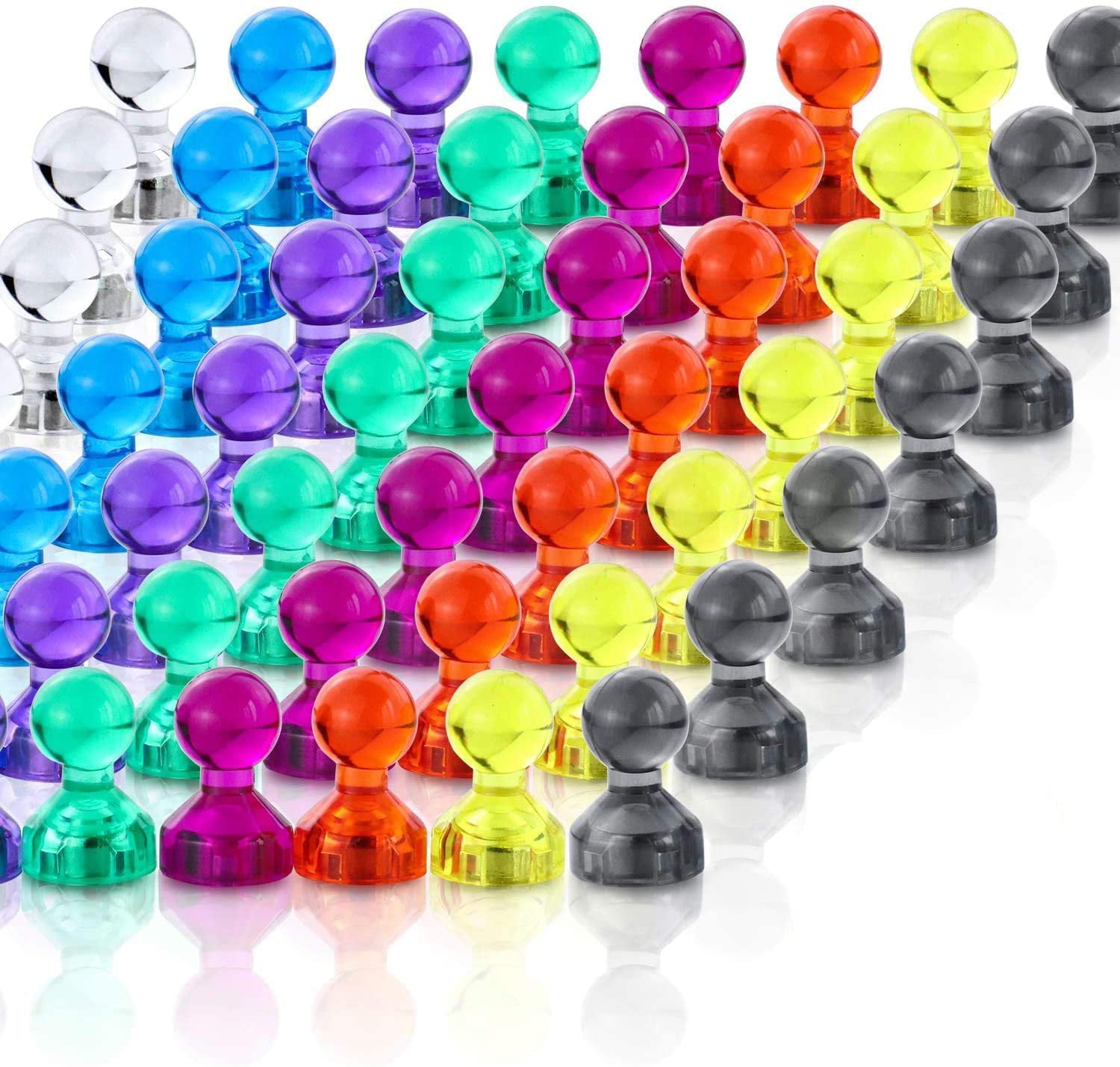 50 Magnetic Push Pins For Office Whiteboard Home Refrigerator Maps Notes Clear 
