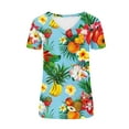 thumbnail image 5 of DDAPJ pyju Novelty Graphic Tees for Women Colorful Pineapple Print Short Sleeve V Neck T-shirt Summer Casual Loose Tee Tops Hawaiian Beach Blouses Multicolor S, 5 of 5