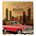 thumbnail image 3 of Ambesonne Georgia Shower Curtain, Retro Car and City Skyline, 69"Wx75"L, Dark Cocoa Multicolor, 3 of 3