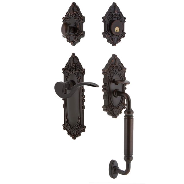 Nostalgic Warehouse Victorian Plate C Grip Entry Set Manor Lever in Timeless Bronze