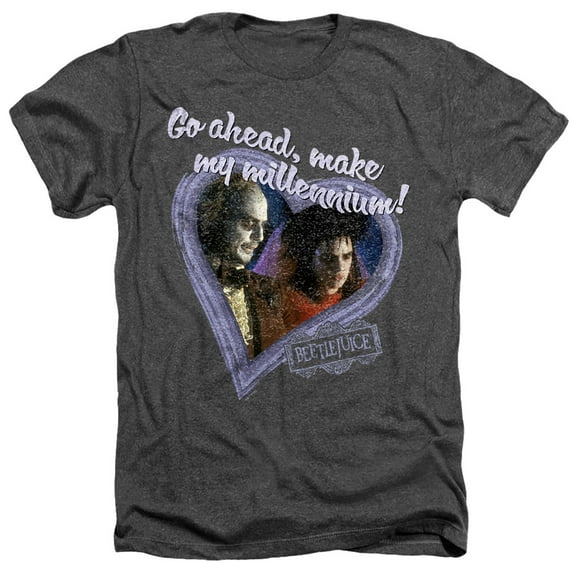 Beetlejuice Valentine Make My Millennium Unisex Adult Heather T Shirt, Charcoal Heather, 2X-Large