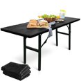 thumbnail image 1 of Linpro 2Pk Plastic Picnic Table Cloths Disposable For Parties 8Ft Picnic Table Covers With Elastic Fitted Camping Tablecloth Elastic Table Cover Rectangle Black Tablecloth Outdoor & Folding Tables, 1 of 5