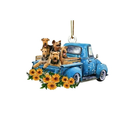 

Moonsky Car Dog Sunflower Truck Car Rearview Mirror Pendant Creative Pendant Decoration