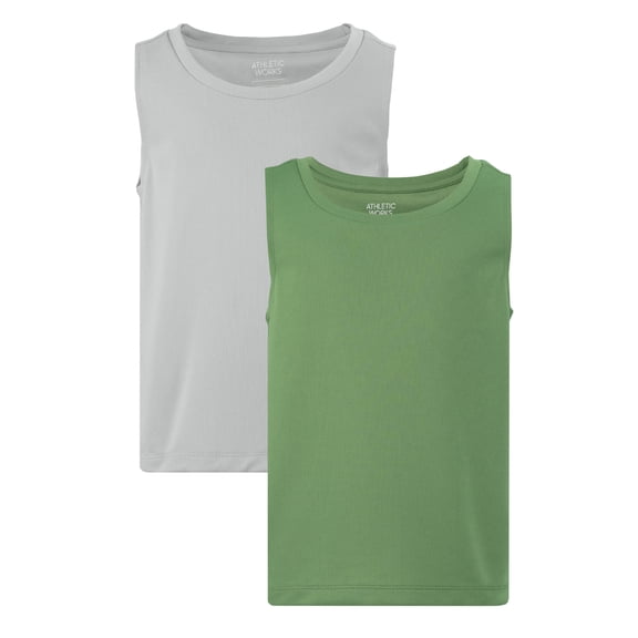 Athletic Works Boys Core Active Muscle Tank Top, 2-Pack, Sizes 4-18 & Husky