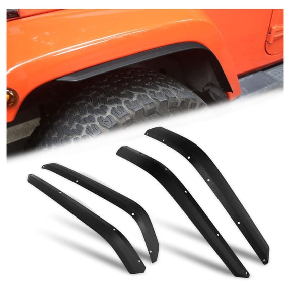 Front & Rear Fender Flares Compatible with 2007-2018 Jeep Wrangler JK JKU, Off-Road Wheel Flares Liner 4 PCS