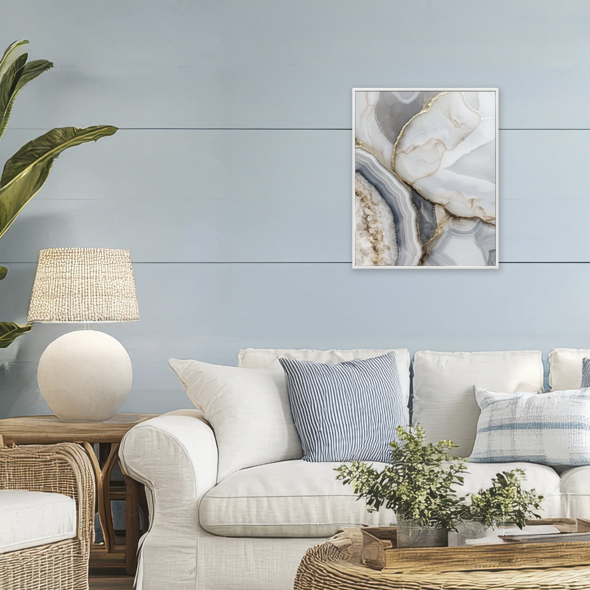 Stupell Industries Mineral Elegance Granite White Framed Giclee Art, design by Svetlana Aleynikova