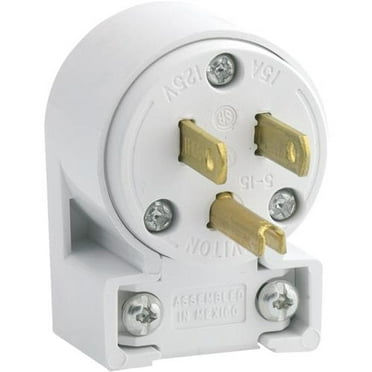 Leviton Commercial Grade Angle Cord Plug 15A WHT 3-WIRE, Each