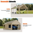 thumbnail image 4 of Walsunny 10x20 ft Carport with 4 Sandbags Heavy Duty Car Canopy with Roll-up Windows Portable Garage with Removable Sidewalls & Doors Khaki, 4 of 8