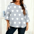 thumbnail image 7 of purcolt Womens Heart Print Oversized Tops Plus Size 3/4 Sleeve Crew Neck Graphic Tees Casual Loose Fit T Shirts, 7 of 7