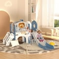 thumbnail image 6 of YUFU 9 in 1 Toddler Slide Climber for Children, Indoor Kids Slide Playset with Corridor, Basketball Hoop, Climber Outdoor Slide Playset for Toddlers Age 1+, Blue Gray, 6 of 12