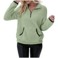 thumbnail image 7 of BVOFAR Quarter Zip Fleece Pullover for Women Fuzzy Sherpa Lined Sweatshirts Warm Fluffy Long Sleeve Sweaters with Pockets Fall Trendy Outerwear, 7 of 7