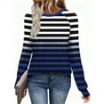 thumbnail image 4 of Maean Women Long Sleeve Striped Shirts Basic Crewneck Pullover Casual Tee Fall Outfits Color Block Fashion Tops, 4 of 7