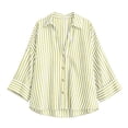thumbnail image 6 of AnuYalue Striped Shirt for Womens 3/4 Sleeve Casual Boyfriend Blouse Tops Loose Fit Lapel Collar Dressy Work Shirts, 6 of 8