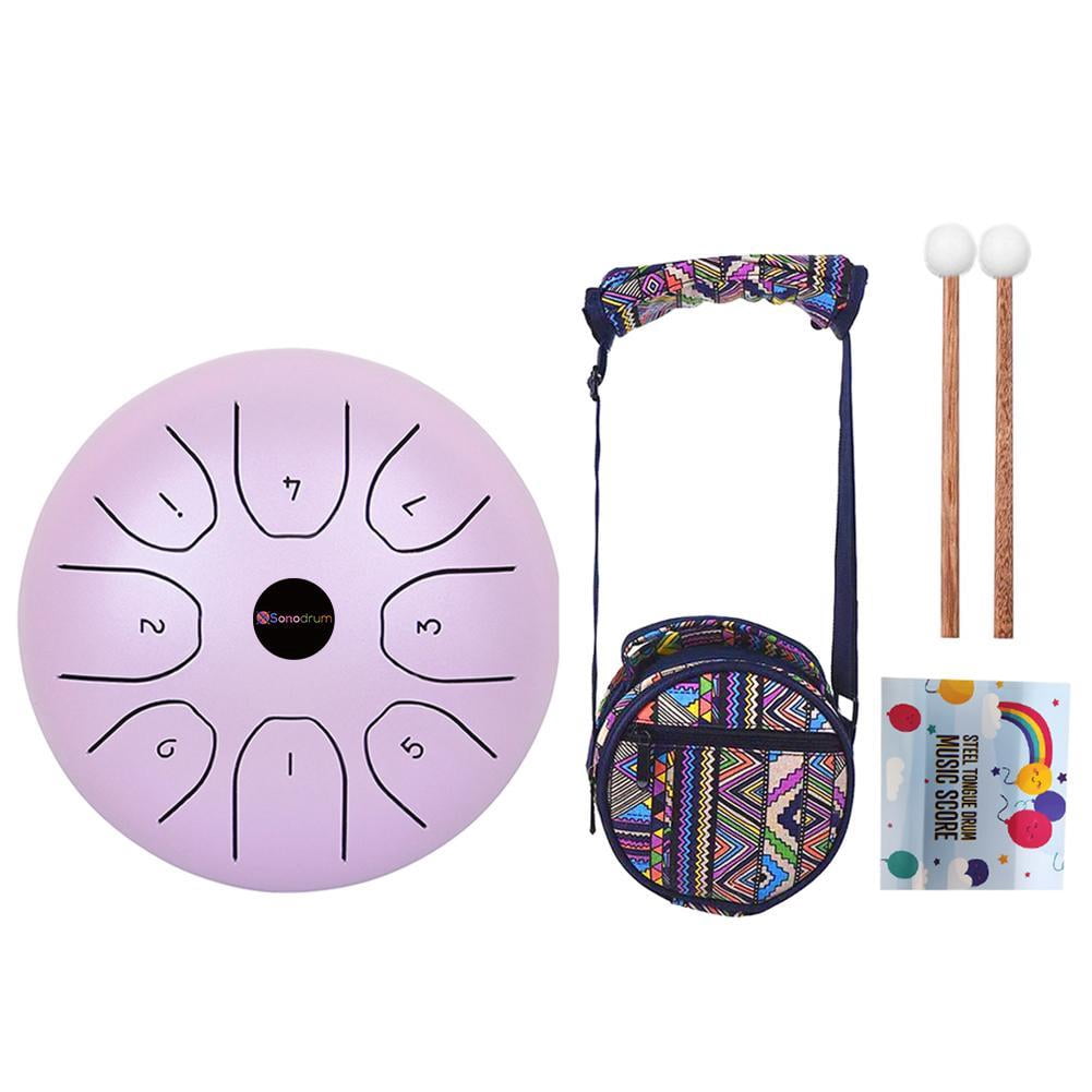 Hluru Steel Tongue Drum 8 Inch Mini Drum Ethereal Rhythm 11 Notes Tone F Tang Drum Percussion Hand Pan Musical Instruments R3W8