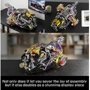 V8 Engine Model Kit That Works, 1394 PCS Advanced Collectible Engine Building Block Sets with Lights & Spray