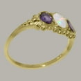 thumbnail image 3 of LBG British Made 18k Yellow Gold Natural Opal & Amethyst Womens Promise Ring - 33 size options - Size 9.5, 3 of 6