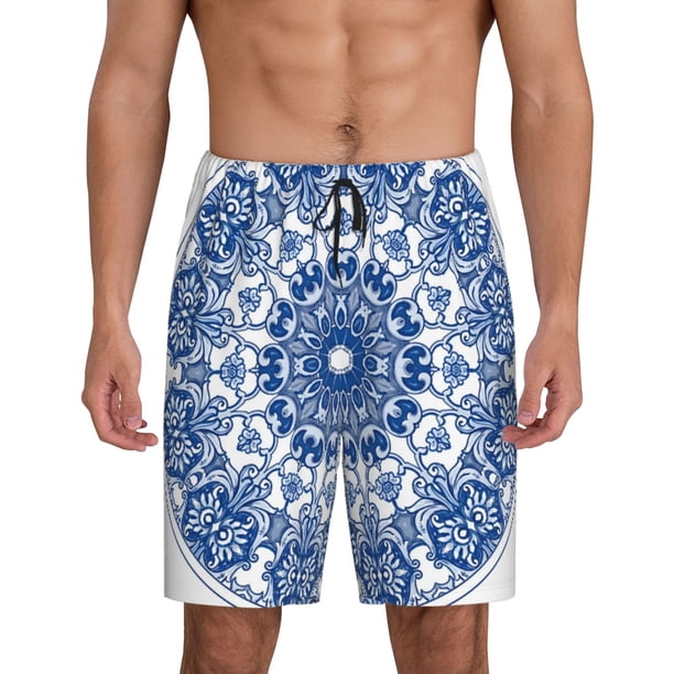 Fotbe Blue Watercolor Pantalones Cortos de Pijama para Hombre, Ropa de Dormir, Pantalones de Pijama Cortos para Hombre-Large