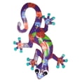 thumbnail image 2 of Tropical Hibiscus Purple Gecko Lizard Haitian Metal Art Medium, 2 of 3