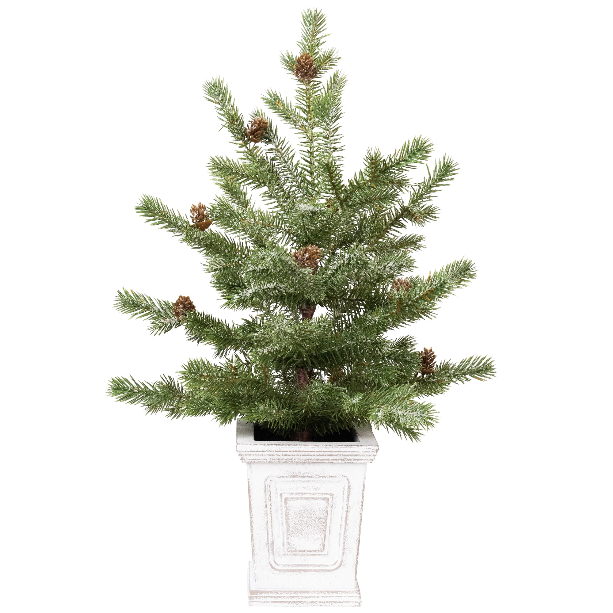 Northlight Lightly Flocked Pine Potted Artificial Christmas Tree with Pinecones - 22" - Unlit