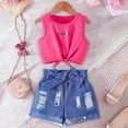 thumbnail image 2 of kpoplk Toddler Girl Clothes Layered Ruffle Top Floral Shorts Cute Toddler Girls Summer Outfits 2Pcs Clothing Set(Hot Pink,7-8 Y), 2 of 7