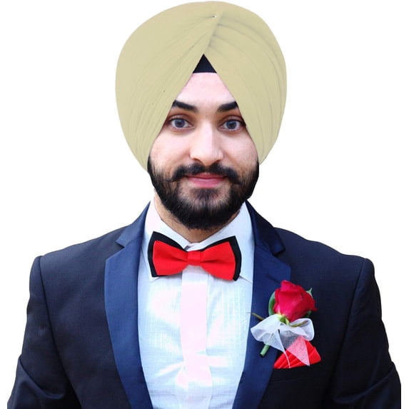 eloria Sikh Turban Cotton Voile Pride of Sikh Turban Punjabi Patka Pagri Dastar Fabric Cream