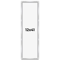 12x41 Frame Silver Whitewashed Wood Grain Solid Wood Shadow Box | 0.75 Inch Moulding Width | 0.75