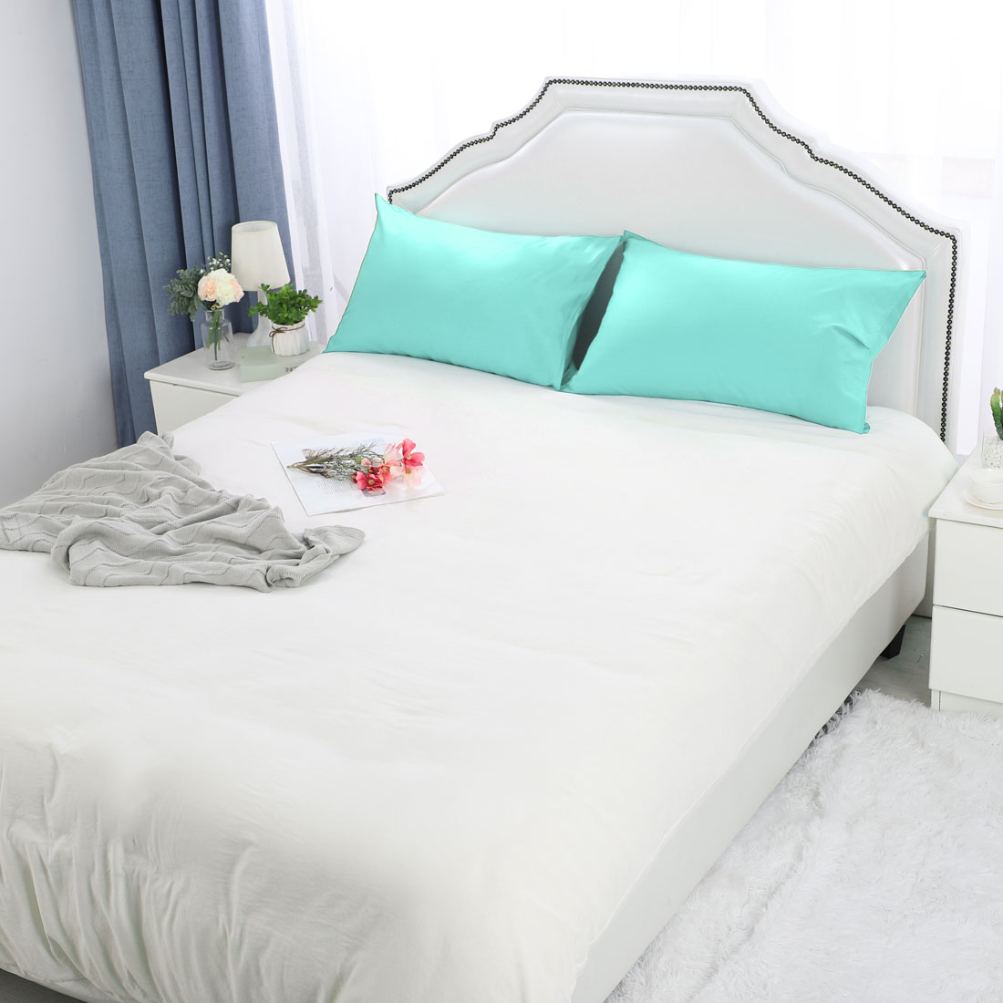 PillowCases Standard Queen King Body Pillowcases Light Blue Standard