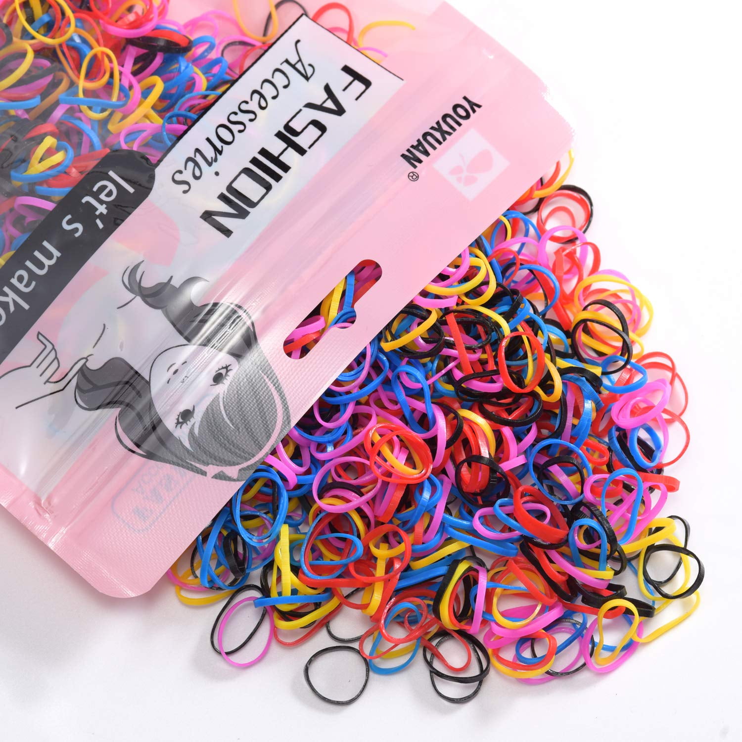 Youxuan Kids Elastics No Damage Colored Hair Bands Fashion Girls Hair Ties  1000 Count Small Size 