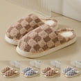 thumbnail image 2 of Fengactive Checkered Slippers for Women House Slippers Plush Fleece Lining Warm Home Shoes Slip-on, 2 of 4