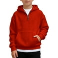 thumbnail image 2 of MAIHAN Boys Quarter Zip Hoodies,Waffle Knit Kids Long Sleeve Hooded Sweatshirts Pullover Tops Clothes Soft Casual Athletic Top for Kids(Red,5-6 Years), 2 of 4