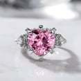 thumbnail image 4 of 925 Sterling Silver Shiny Full Diamond Heart-Shaped Pink Gemstone Ring Cubic Zirconia Rings  Diamond Ring Eternity Engagement Wedding Band Ring for Women, 4 of 5