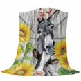 thumbnail image 6 of Farmhouse Blanket Soft Cozy Warm Throw Blanket for Couch, Plush Fuzzy Flannel Fleece Blankets for Sofa, Watercolor Sunflowers Animals Printed Wood Grain Bed Blankets Gifts for Men, 50"x80", 6 of 9