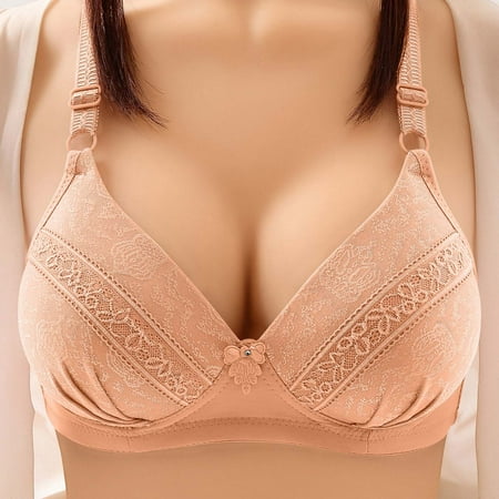 Wireless Bras for Women  Xunlbb Middle Aged And Elderly Bras Without Steel Rings Large Size Underwear Front Button Style Bra Comfortable Bra(Khaki 40)