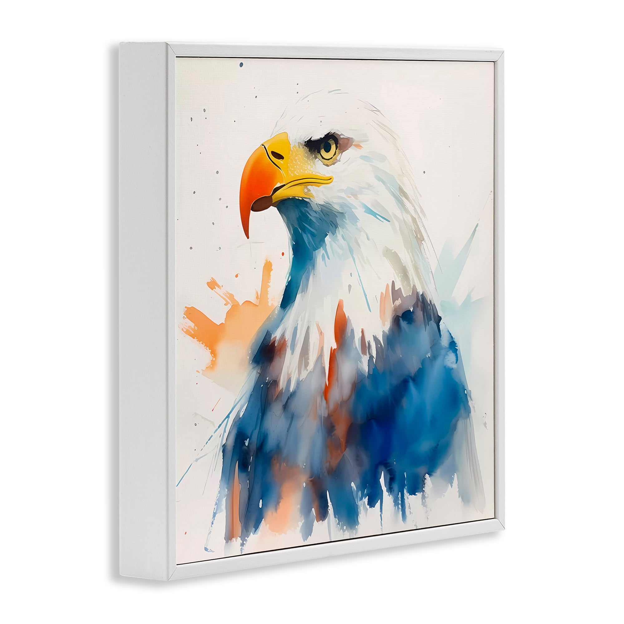 Stupell Industries Eagle with Strong Gaze Animals & Insects Painting White Framed Art Print Wall Art, 17 x 17