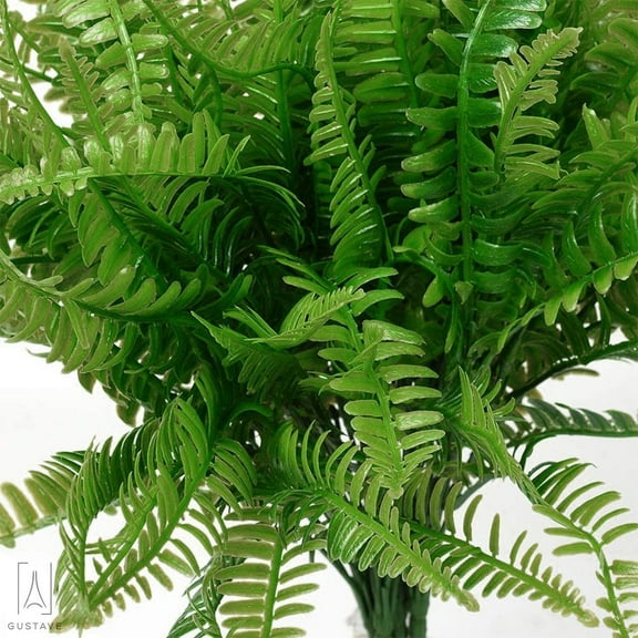 Gustave 8 Pack Artificial Boston Fern Plants Plastic Lifelike Bushes Shrubs Greenery for House Office Garden Verandah Indoor Outdoor Decor