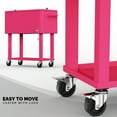 thumbnail image 3 of Ktaxon 80 Qt Rolling Ice Chest Cooler Cart Outdoor Trolley with Storage Shelf, Bottle Opener & Cap Collector for 48 Hour Cold Drinks,Bright Pink, 3 of 8