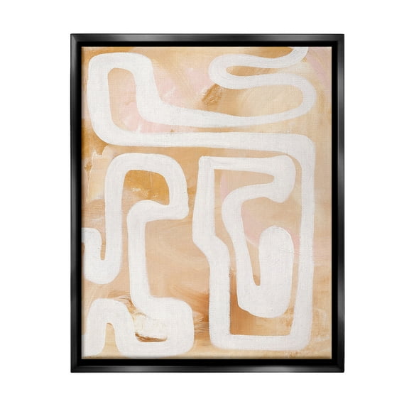 Stupell Industries Muted Abstract Squiggle Abstract Painting Black Floater Framed Canvas Art Print Wall Art, 17 x 21