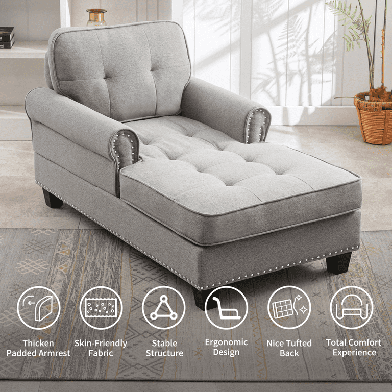 Mjkone Chaise Lounge Sofa Couch Linen Chaise Sofa Bed Bench with