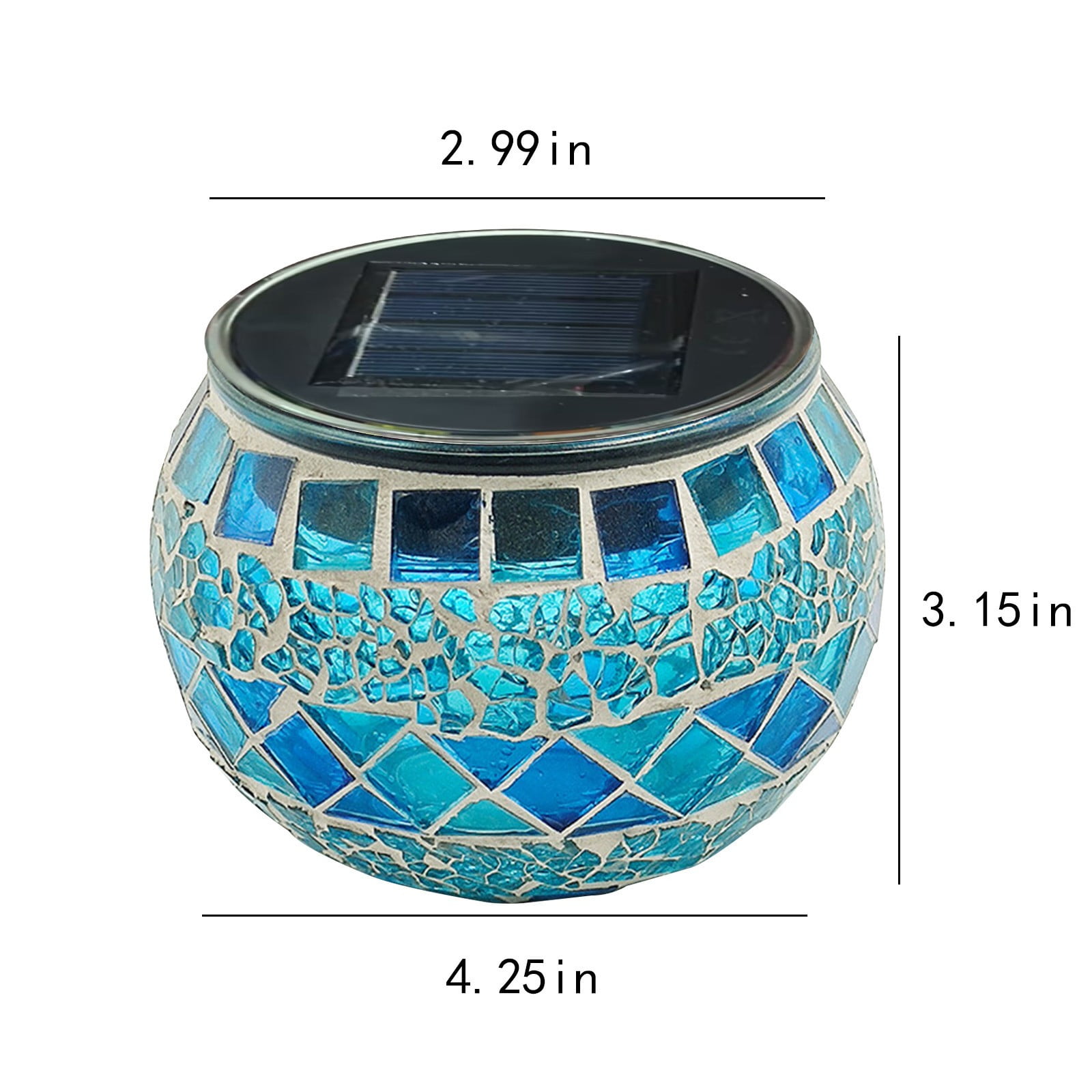 WWV Solar Mosaic Glass Table Lamp Color Changing LED Night Light for Garden Yard Outdoor Indoor Decor Gift Broken Glass Design