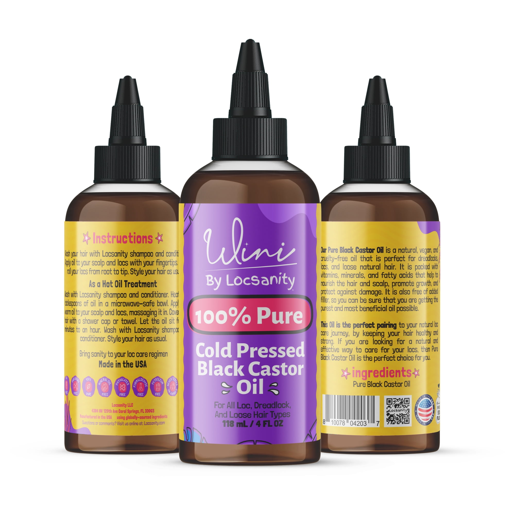 Wini by Locsanity Loose Natural Haircare Bundle for Healthy, Moisturized Hair - Pomade, Growth Oil, Jamaican Castor Oil, Coconut Oil, Jojoba Oil, Argan Oil