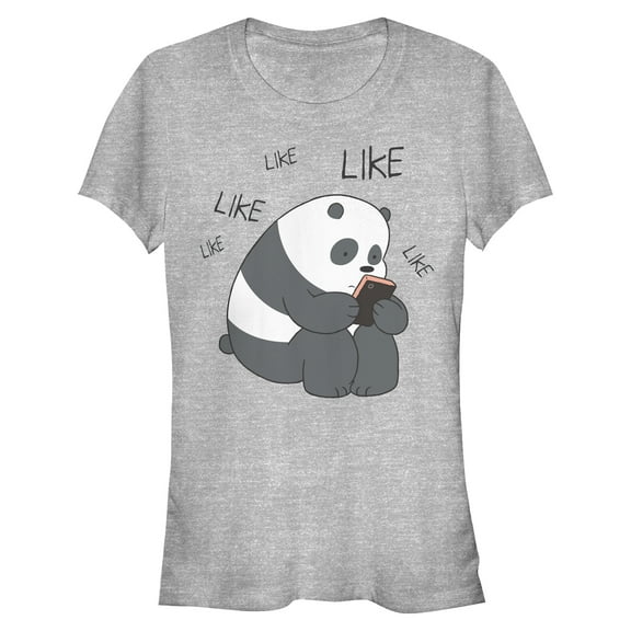 Junior's We Bare Bears Panda Internet Likes  Graphic Tee Athletic Heather Large