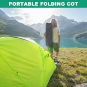 ABORON Folding Camping Cot Bed ,With Removeable Mattress for Adults,Portable Outdoor Cots with 2 Sided Mattress & Carry Bag