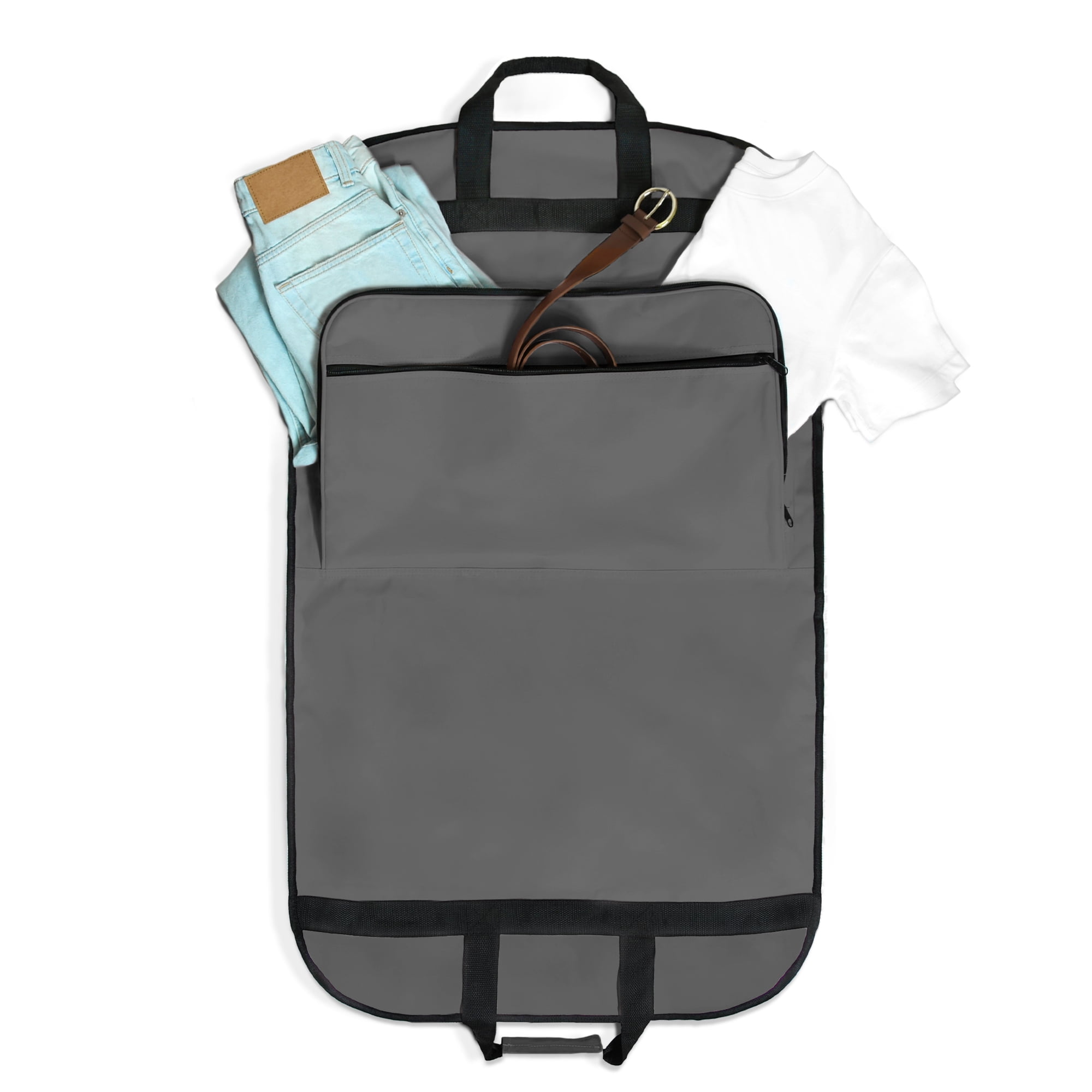 DALIX 39" Business Garment Bag Cover for Suits and Dresses Clothing Foldable w Pockets in Gray
