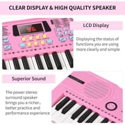 Mixfeer 61 Key Keyboard Piano, Electronic Piano with Built-In Speaker, Microphone, Sheet Stand and Power Supply, Portable Keyboard for Beginners, Pink