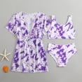 thumbnail image 2 of Staki Swim Suits Dresses for Teen Girls Girls Swimsuit 3 Piece Tropical Print Bikini Set Criss Cross Bathing Suit with Drawstring Quick Dry Cover Up 6-9Y 10-13Y(Purple,12-13 Years), 2 of 8