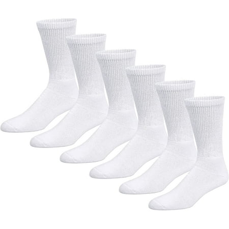 2-12 Pairs Premium Women’s Colorful Soft Breathable Cotton Crew Socks, Non-Binding & Comfort Diabetic Socks (Fits Shoe Size 6-10) (White, 12 Pack)